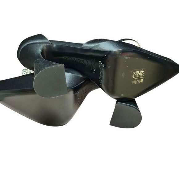 MACH & MACH Bow Chain embellished satin platform pumps NWB Size 37.5 - Picture 9 of 14